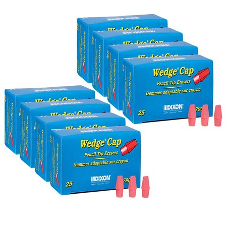 DIXON TICONDEROGA Wedge Pencil Cap Erasers, Pink, PK200, 200PK 79003